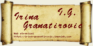 Irina Granatirović vizit kartica
